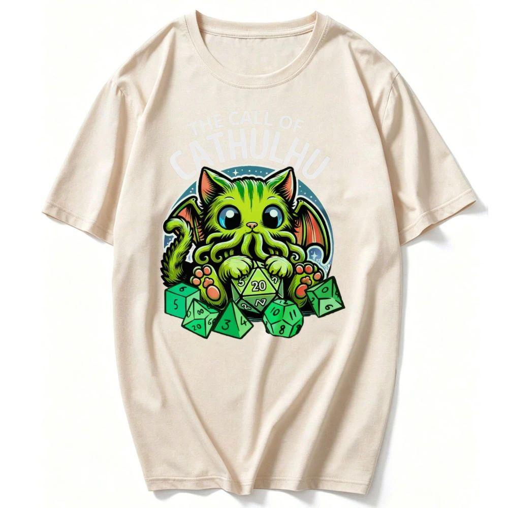 Funny Cat Shirt CALL OF CATHULHU Cthulhu Tshirt Cathullu Geeky Cryptid Mindflayer Lovecraft Cat Kitten Playing Ttrpg Dice G