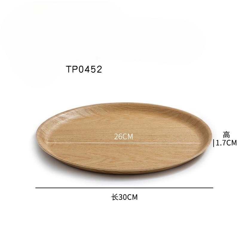 Round Solid Wood Dining Plate, Water Chestnut Wood Tray, Dessert Cake Cup, Circular Coffee, Exquisite Breakfast Tray Tableware
