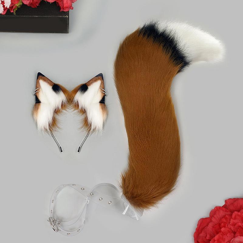 Halloween Fox Ears Beast Ears Headband Comic Exhibition Demon Fox Tail Cos Props Stuffed Fox Ears Tail Suit
