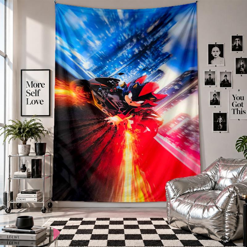 Wall TapestryShadow the Hedgehog Art Hanging Cloth Decorative Background Cover for Room Decoration