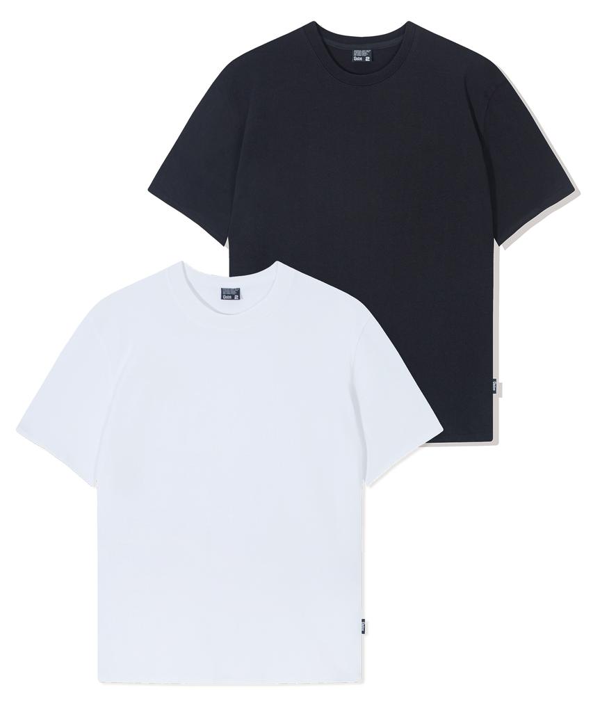 QUTON [2Pack] Essential Oversized Heavy Short Sleeve T-Shirt
