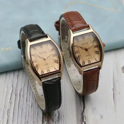 Small Ladies Wristwatches Brown Retro Vintage Leather Bracelet Watch Black Quartz Wristwatches Watch for Women