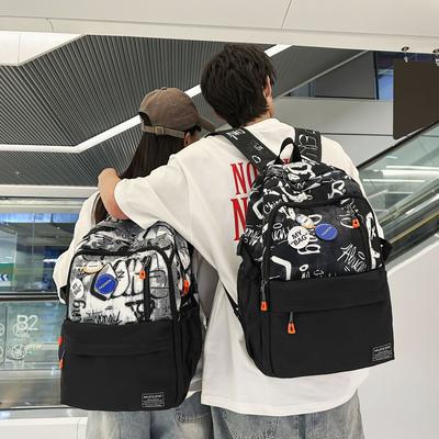 School Bag Men 2025 Personality Graffiti School Bag Tide Brand Big Couple Travel Backpack
