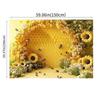 2D Flat Printing Party Backdrop Vibrant Bee and Sunflower Garden Scene