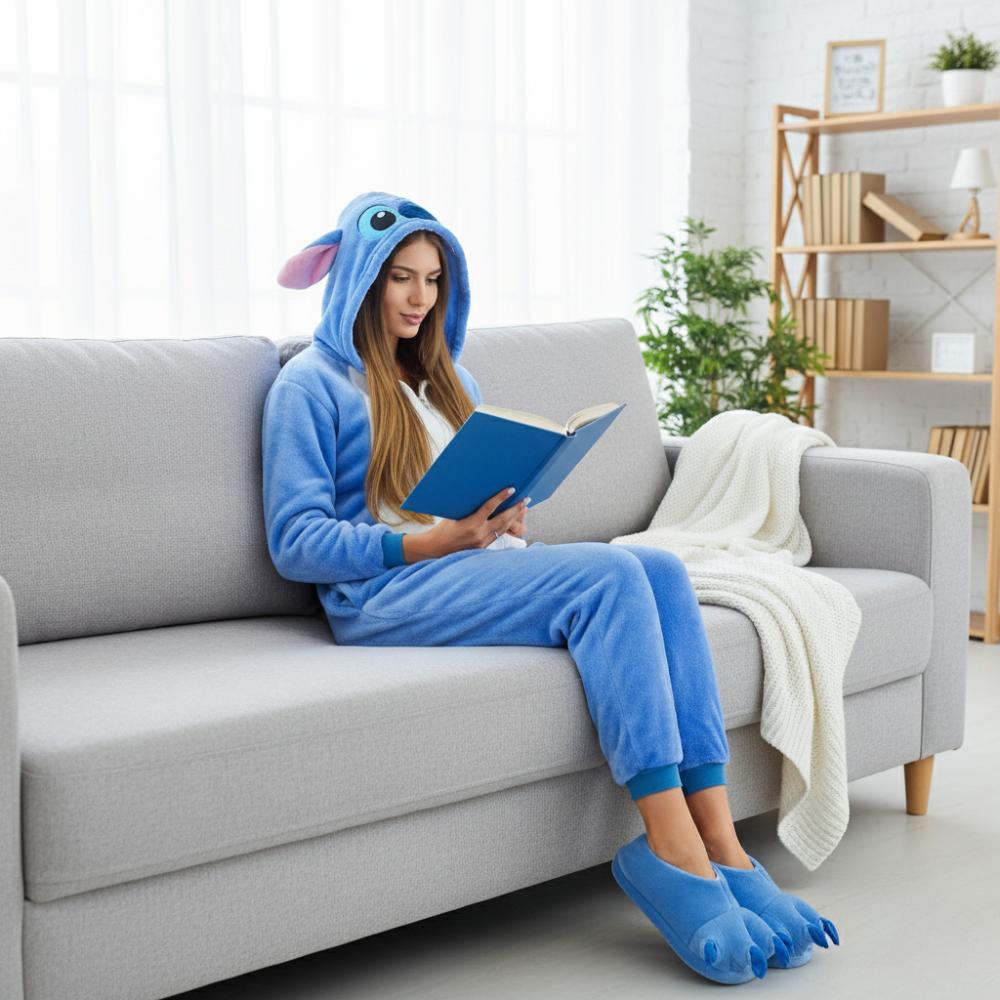Onesie stitch kigurumi-dräkt mikrofiber varm pyjamas träningsoverall m Onesie stitch-dräkt - S