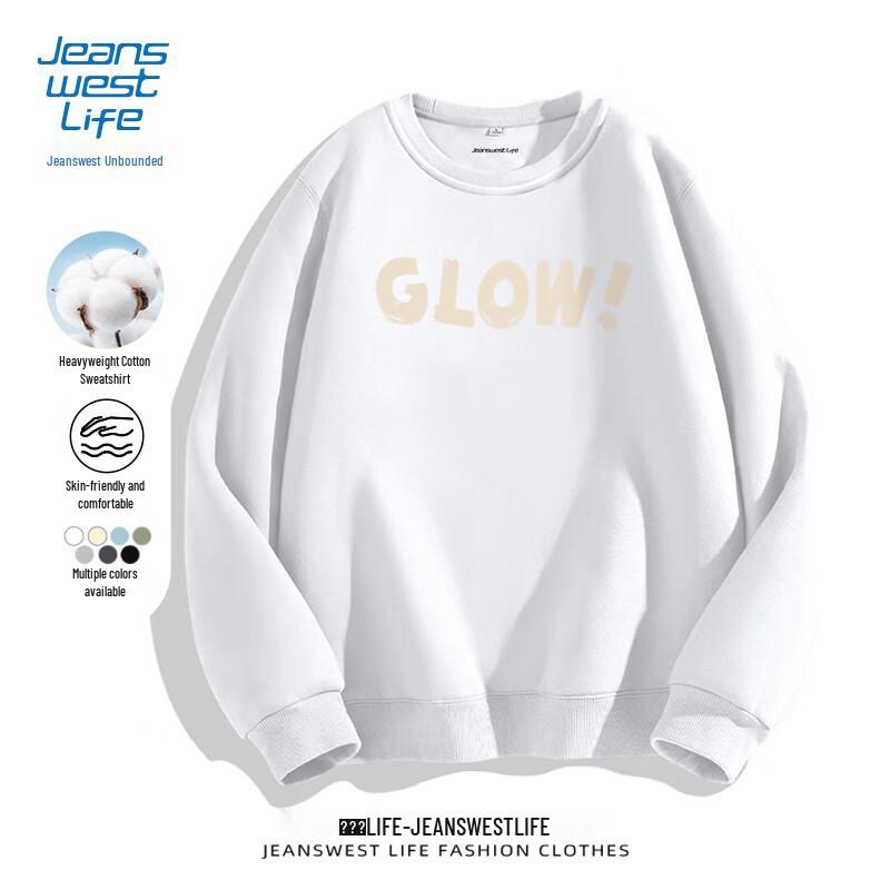 JEANSWEST LIFE Унисекс Свитшот свободного кроя с принтом букв, тяжелый, с круглым вырезом 2XL