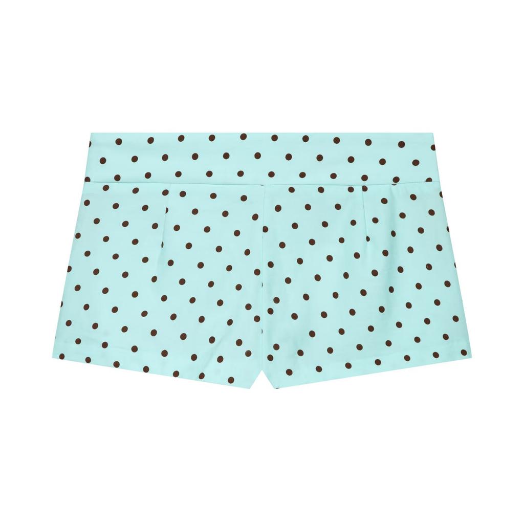 European and American style, wholesale women's clothing temperament polka dot shirt jacket + polka dot pocket mini shorts
