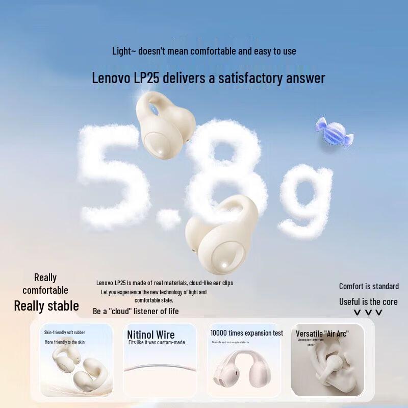 Lenovo LP25 Ear Clip Sports Bluetooth Headset