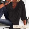 JPNTKY Women's Fashion Casual Solid Color Print Short Sleeve V Neck Blouses & Shirts