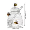 Transparent Honey Pots with Dipper and Lid Honeycomb Tank Kitchen Honey Bottle for For Wedding Party Office Kitchen Home
