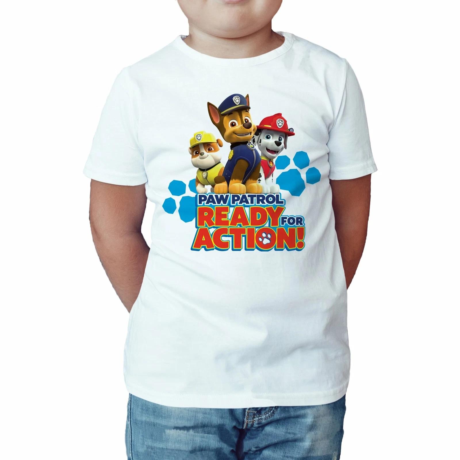 

Paw Patrol Ready For Action Kids T-Shirt Cartoon Dog Graphic Patrol Party Outfit 110