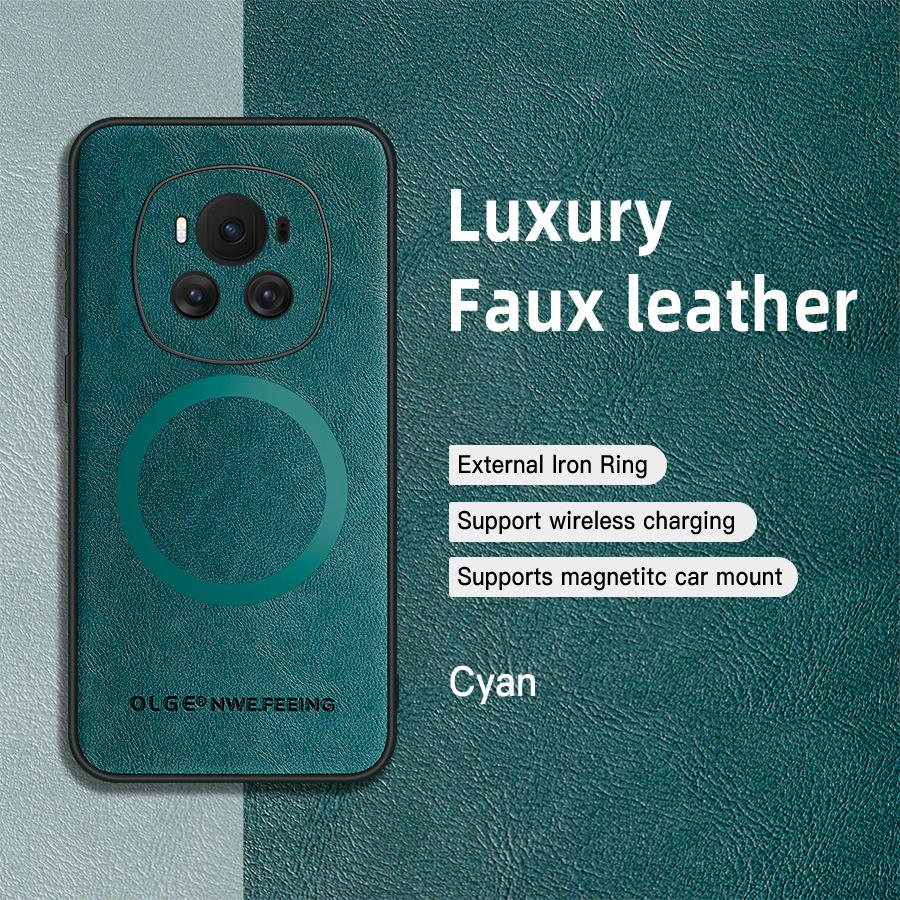 

Для Honor Magic 6 6 Pro Чехол из ПУ кожи с магнитным кольцом, мягким краем, защитой от падения и отпечатков пальцев For Magic 6 Pro