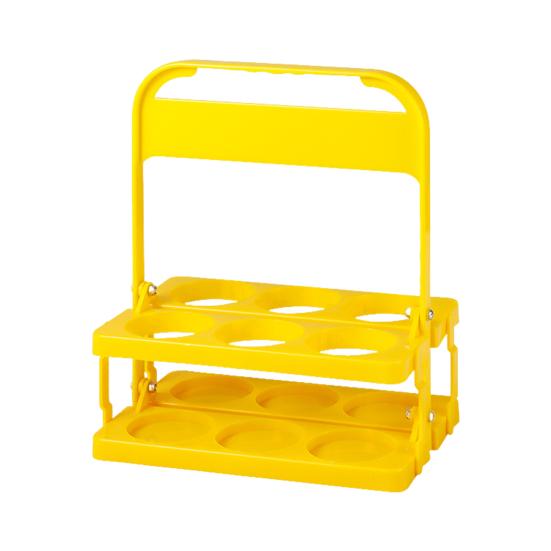6 Bottle Wine Bottle Carrier Plastic Drink Display Stand Folding Beverage Carrier with Handle Portable Wine Storage Basket for Bar BBQ Picnic