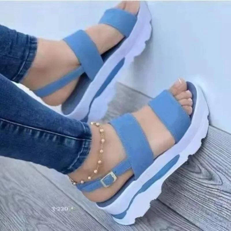 2025 Women Summer Platform Sandals Buckle Strap Open Toe Thick Bottom Punk Ladies Casual Flats Beach Shoes Sandalias De Mujer
