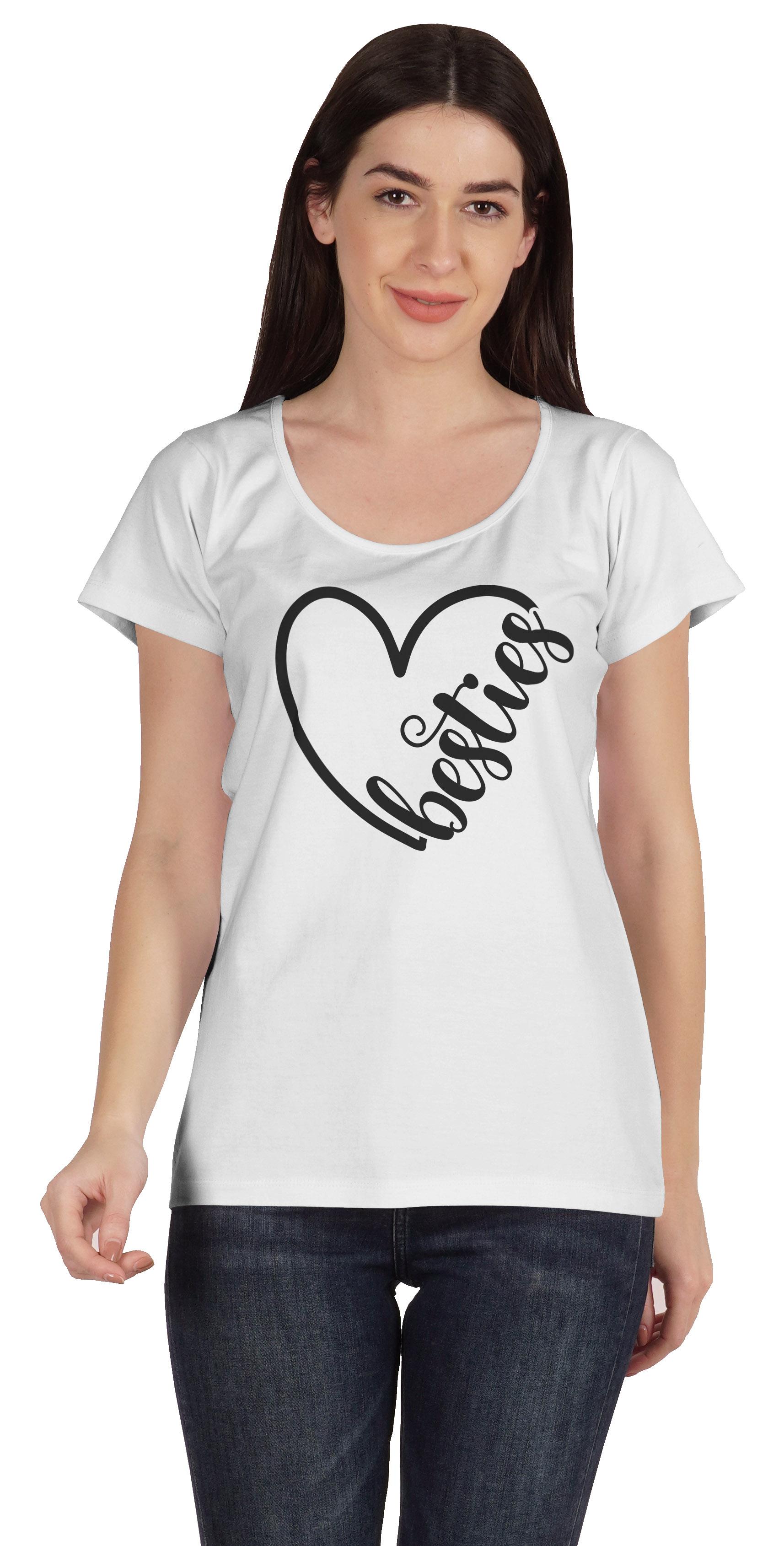 

Жіночі бавовняні футболки Inkmeso з круглим вирізом Besties Typographic BFF Friend XXL білий