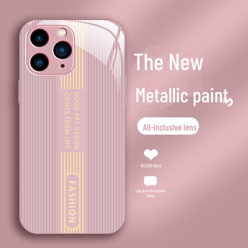 Luxury Full Package Anti-Fall Case for Apple SE, 11 Pro, 12, 13/14, 15 XS - Metal Texture.