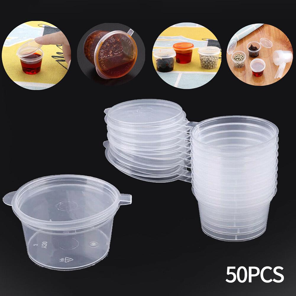 High Quality Sauce Box Disposable Transparent With Lid 50pcs Salad Dressings Seasoning Souffles Container Holder