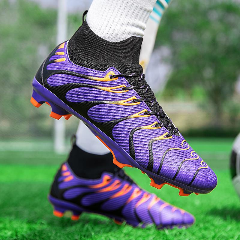 Herren High-Top-Fußballschuhe Große Größe Lange Nägel Leder Jungen Fußballschuhe Nageln Anti-Rutsch-Fußballschuhe
