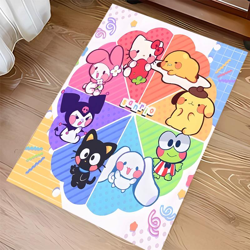 1pc Sanrio4 Print Area Rug - Soft, Washable Non-Slip Indoor Mat for Office Chairs, Living Room, Home Office Decorative Rug