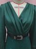 Pailletten-Taillenkleid V-Ausschnitt Langarm Mode Damen Hose Weites Bein Französisch für Frühling Herbst