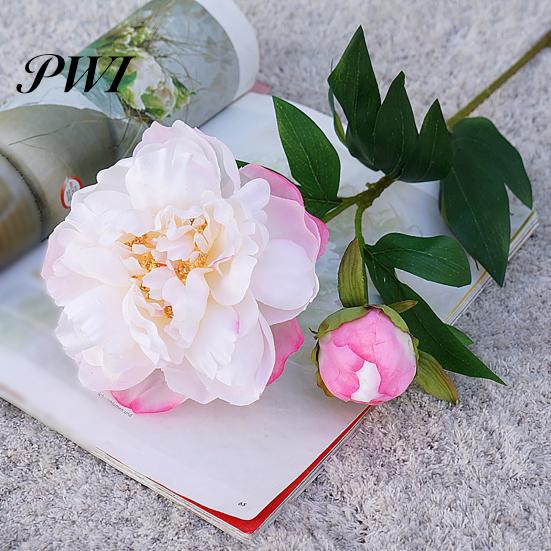 Artificial Flower 1Pc Realistic Easy Care 2-head No Fade Peony Fake for Wedding Faux