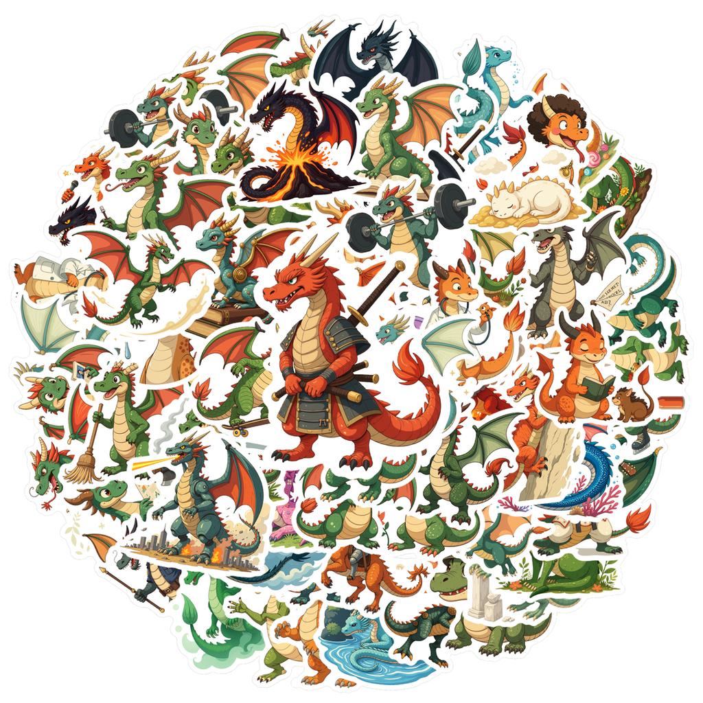 35pcs-100pcs Fantasy Mythical Creatures Stickers Cute Dragon Fantasy Stickers Stickers For DIY Phone Guitar
