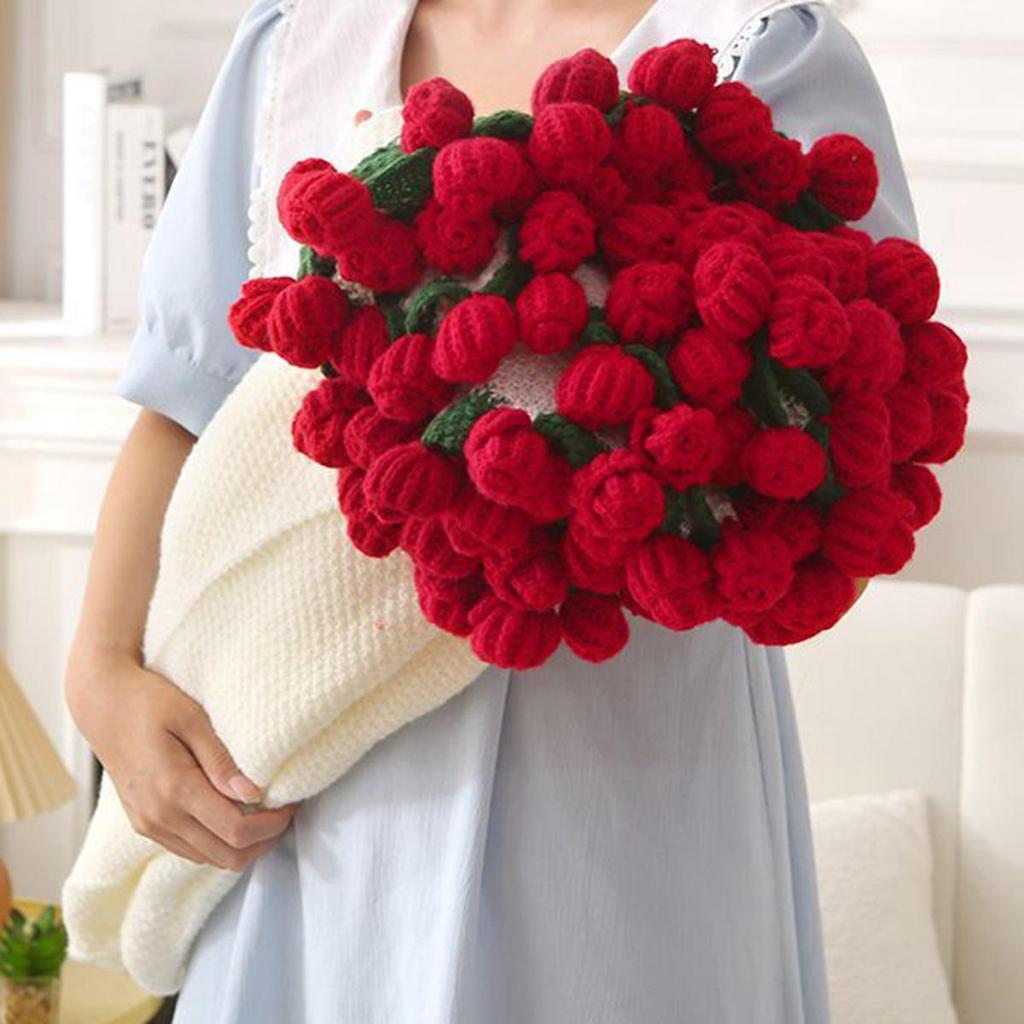 Handgestricktes Rosenstrauß-Kuscheldecke für Mädchen, Freunde, frisch Verheiratete - Perfektes praktisches Weihnachtsgeschenk