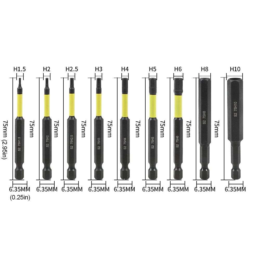 Magnetic Hex Head Screwdriver Bit 75mm Screwdriver Head Set Antirust Impact Driver Drill Bits  Car
