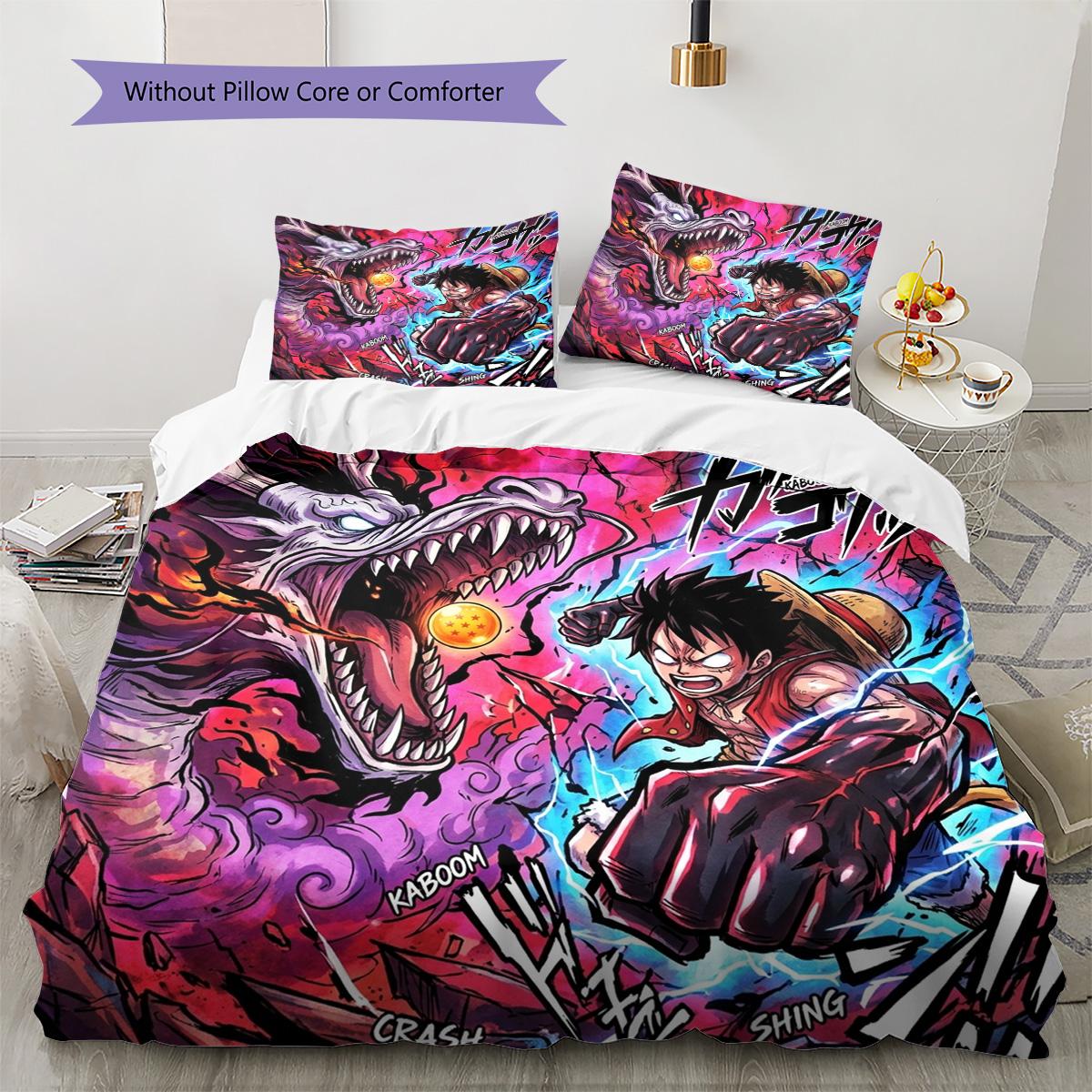 

One Piece Luffy Pattern Bedding Quilt Set Quilt Cover Pillowcase Home Decoration Birthday Gift (1 * duvet cover + 2 * pillowcase, without core) 135x200cm