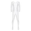 Herren Glatter Unifarbener Langarm Rundhals Bodystocking Nachtwäsche Body