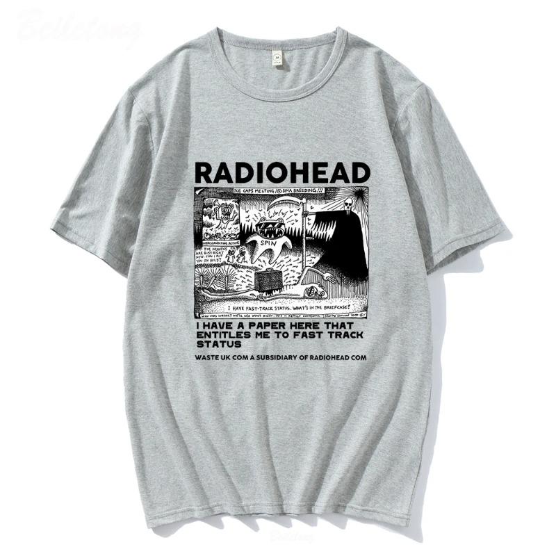Radiohead T Shirt mężczyźni Vintage klasyczne koszulki wycieczka po ameryce północnej Rock Boy koszulki Hombre Hip Hop Unisex 100% bawełna ponadgabarytowe topy