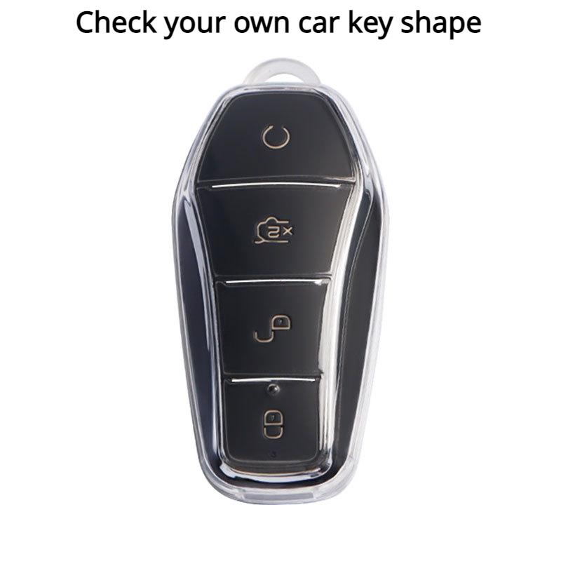 New Soft Transparent TPU Car Key Case for BYD Atto 3 Han EV Dolphin 4 Buttons Remote Control Protect Cover Auto Accessories