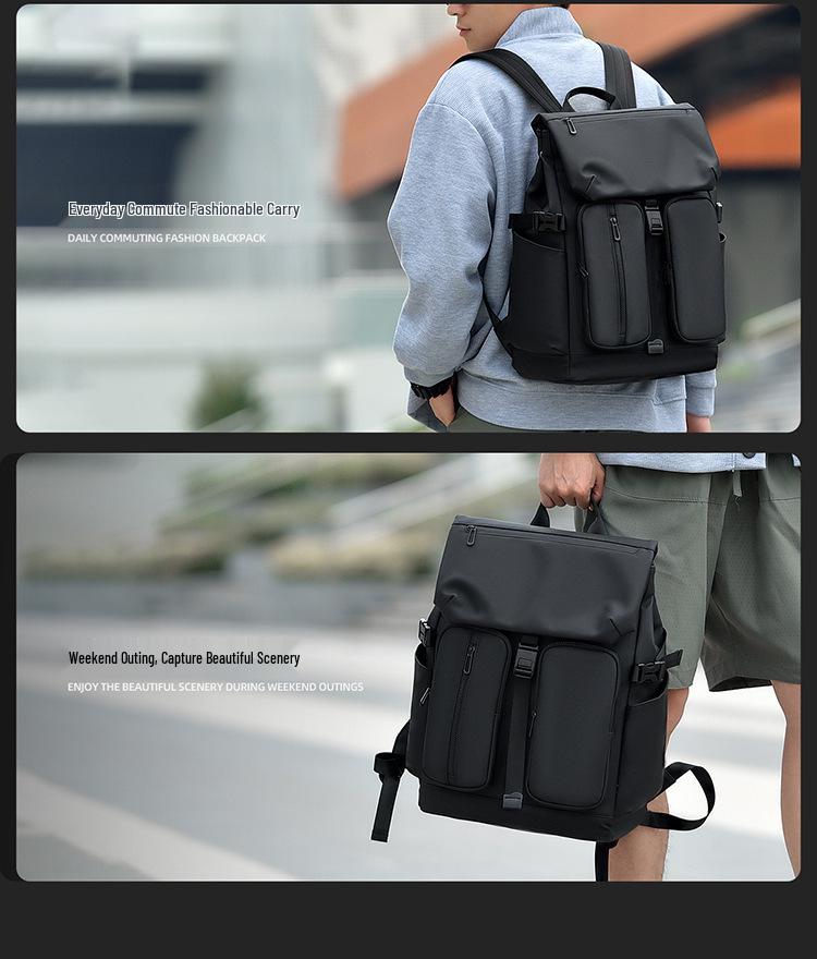 Men's Water-Resistant Casual Backpack - Large Capacity, Double Pocket, Multifunctional, Lightweight Fashion Laptop Bag