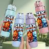 1PC Six Seven Retro Game Character Print 750ml Color Plastic Sports Water Bottle Leakproof Flip Straw Lid Suitable for Sports Office Home Use