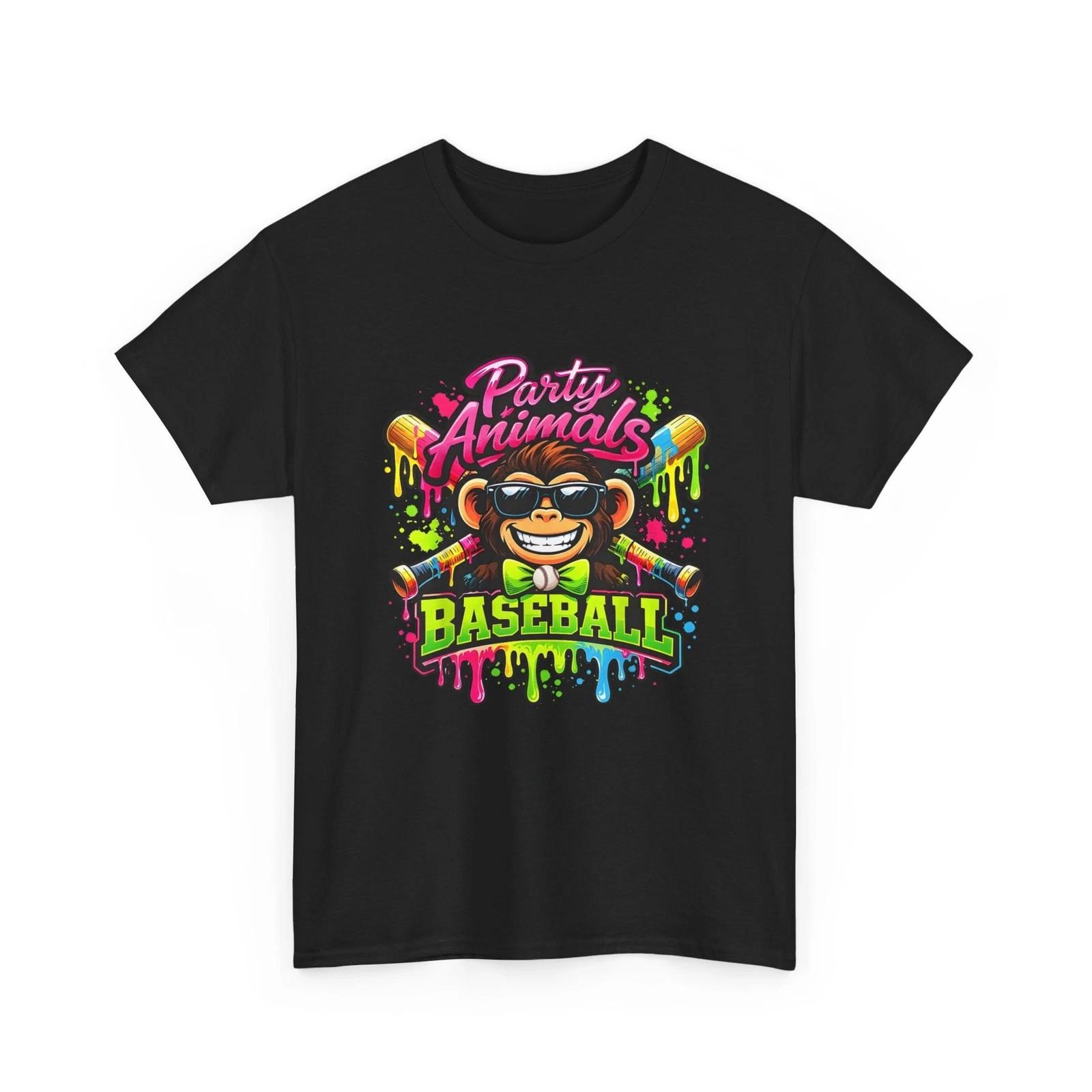 Baseball Monkey Shirt, Party Animals Baseball Ice Cream Drip T-Shirt XL