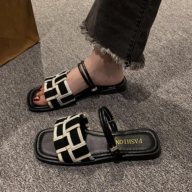 Móda Nový Trend Letní Baleríny Dámské Pantofle Ležérní Obuv Otevřená Špička Žabky Designérské Společenské Sandály Pláž Módní Dámská Obuv Nazouváky