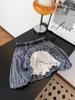 Women's Blue Plaid Mini Skirt: A-Line High Waist, Slim Fit