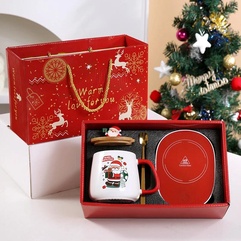 Christmas Gift Set: 55°C Heat-Retaining Ceramic Mug with Lid & Spoon – Portable Coffee Cup for Office or Home Use