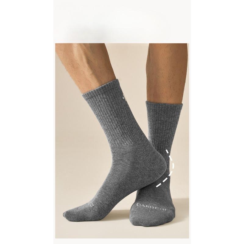 

Мужские весенне-осенние носки из чистого хлопка для бега, спортивные, антибактериальные, дезодорирующие, бесшовные 1 pair темно серый