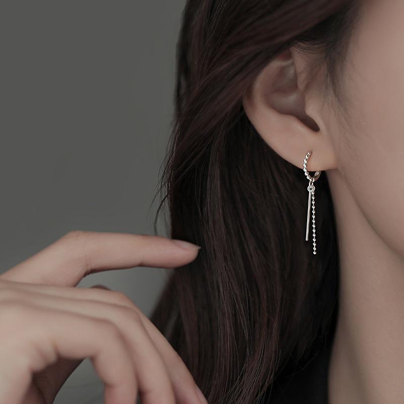 925 Sterling Silver Tassel Ear Cuff Stud Earrings - Women's Niche Design, 2022 Autumn Collection