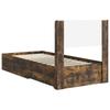 Bed Frame with Storage Space and Headboard Smoked Oak