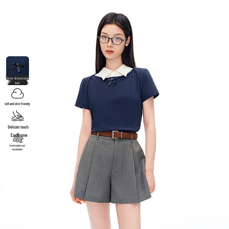 Ledin Miu Series Bow Embroidered Short-Sleeve T-Shirt L/165