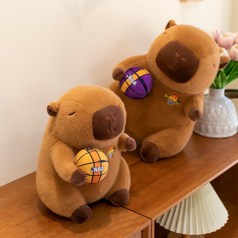 Ny basketball capybara plysjleke søt kapibara dukke kastepute stor spillergave premie