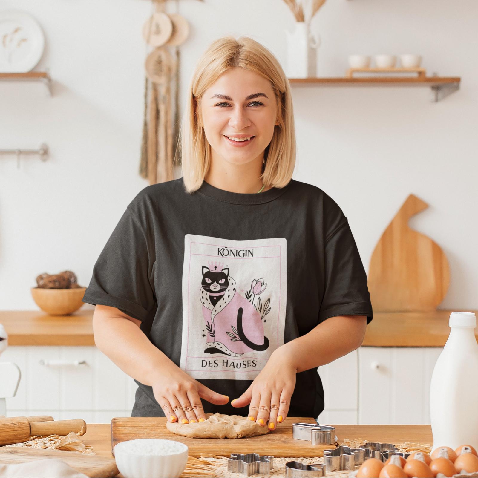 

Damen T-Shirt Oversize Funny Katzen Mama Spruch cat pet miau queen S