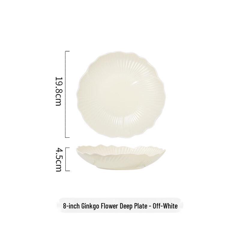 Elegant European Style Ceramic Ginkgo Deep Plate