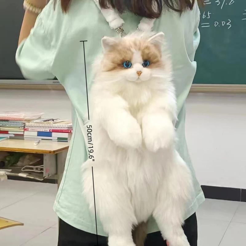Cute Simulated Cat Designer Backpack Women Kawaii Soft Plush Trendy Backpack Purse For Woman School Bag Gift For Girls