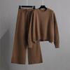 Women's Two Piece Set Round Neck Knit Sweater Loose Fit Trousers Casual Lounge Outfits