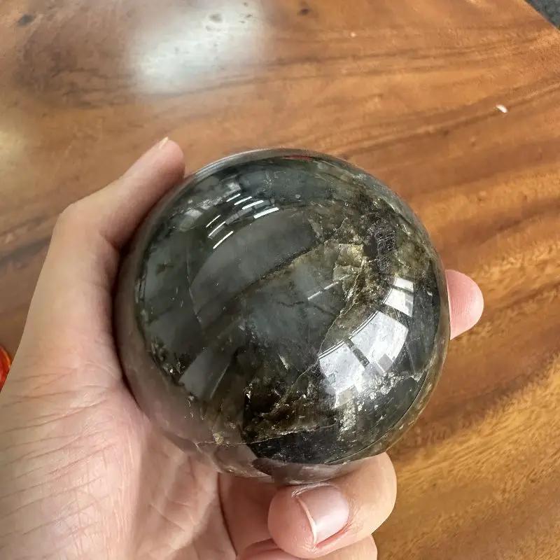 Natural Stone Crystal Round Labradorite Ball Beads Reiki Polishing Massage Ball Reiki power Living Room Decoration Crafts 118