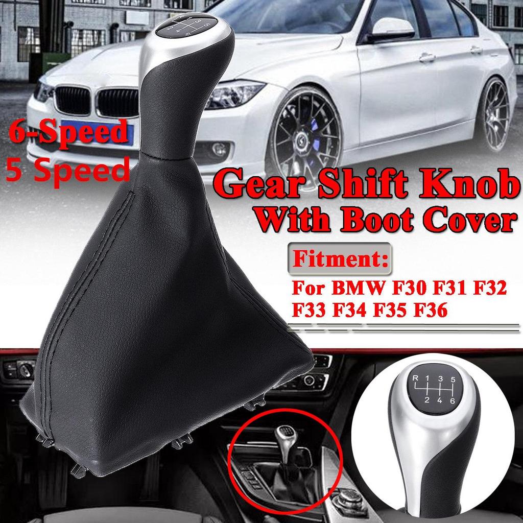 1x 5 Geschwindigkeit/6 Geschwindigkeit Griff Leder Shifter Auto Inneren Schaltknauf Mit Boot Abdeckung Für BMW F30 F31 F32 F33 F34 F35 F36