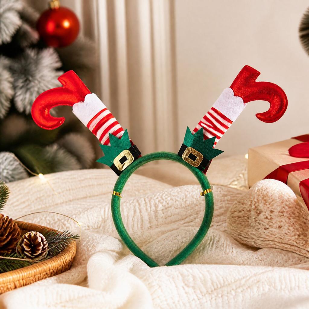 Christmas Headband with Boots and Antlers, Creative Holiday Hair Accessory for Party